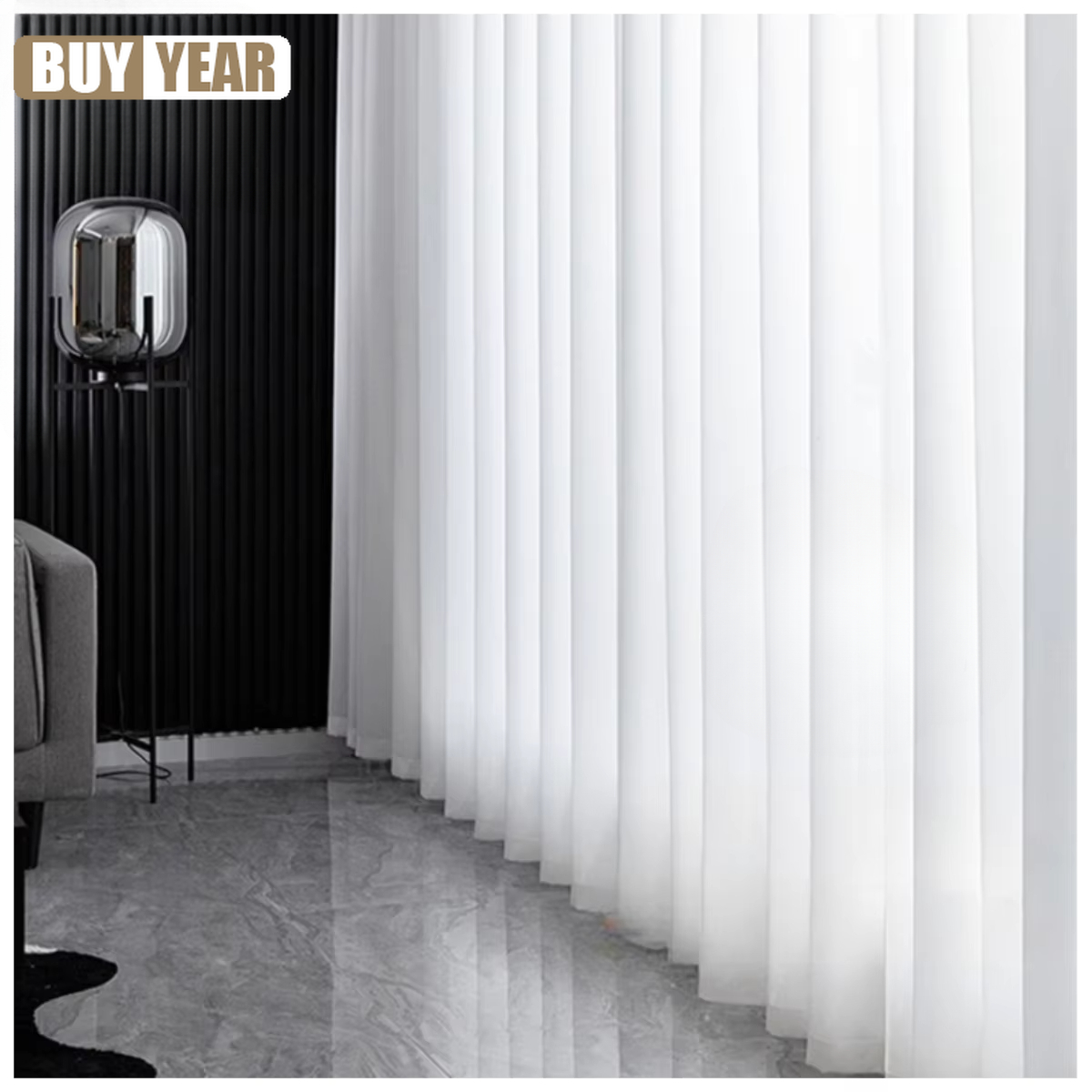 Home Office Buy - Cortinas de tul Blanco sólido de