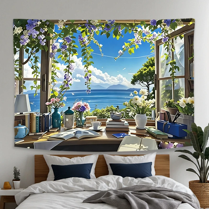 Home Office With View - Tapiz de pared con motivos de